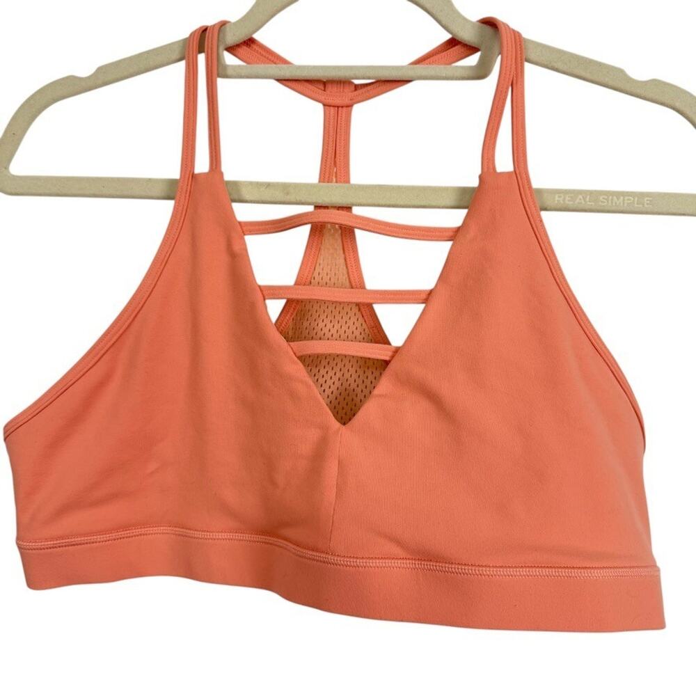Zyia Active Racerback Coral Orange Strappy Sports Bra Workout Yoga Top sz XXXL